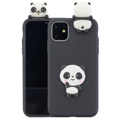 Apple iPhone 11 „Squezy“ Panda kieto silikono TPU juodas dėklas - nugarėlė | Priedai.lt