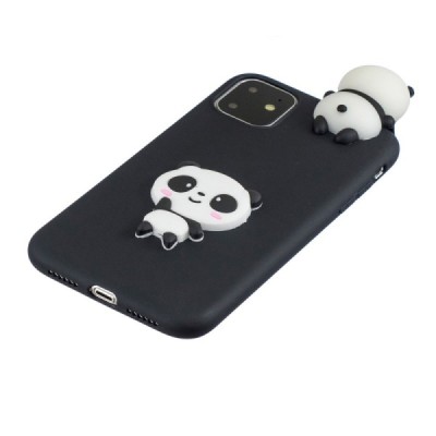 Apple iPhone 11 „Squezy“ Panda kieto silikono TPU juodas dėklas - nugarėlė | Priedai.lt