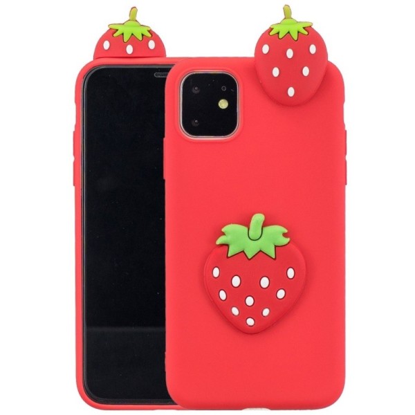 „Squezy“ Strawberry cieta silikona (TPU) apvalks - sarkans (iPhone 11)