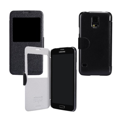 Samsung Galaxy S5 (S5 Neo) juodas odinis atverčiamas Nillkin Fresh dėklas / Priedai.lt