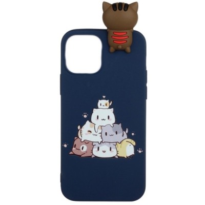 Apple iPhone 12 Mini „Squezy“ Cats kieto silikono TPU mėlynas dėklas - nugarėlė | Priedai.lt