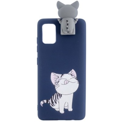 Samsung Galaxy A41 (A415F) „Squezy“ Cat cieta silikona (TPU) zils apvalks | vacins.lv