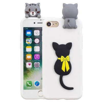Apple iPhone 7 (iPhone 8, SE 2020) „Squezy“ Cat cieta silikona (TPU) balts apvalks | vacins.lv