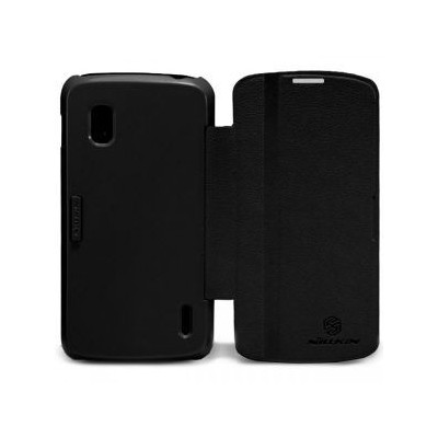 LG Nexus 4 E960 juodas odinis atverčiamas Nillkin Fresh dėklas / Priedai.lt
