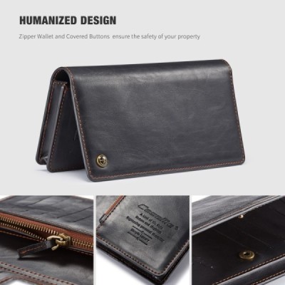 „CaseMe“ Universali atverčiama juoda odinė įmautė - piniginė (XL+ dydis) | Priedai.lt