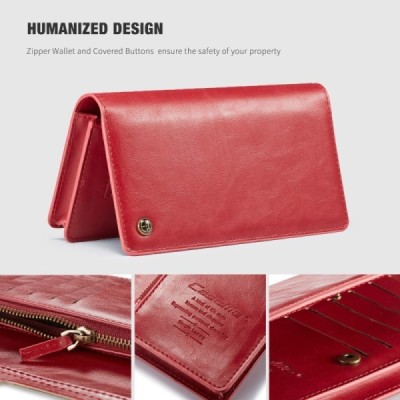 „CaseMe“ universāls atvēramais sarkans ādas maciņš (XL+ izmērs) | Vacins.lv