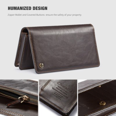 „CaseMe“ universāls atvēramais brūns ādas maciņš (XL+ izmērs) | Vacins.lv