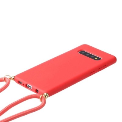 Samsung Galaxy S10 (G973) Strap kieto silikono TPU rožinis dėklas - nugarėlė | Priedai.lt