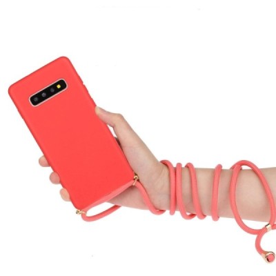 Samsung Galaxy S10 (G973) Strap kieto silikono TPU rožinis dėklas - nugarėlė | Priedai.lt