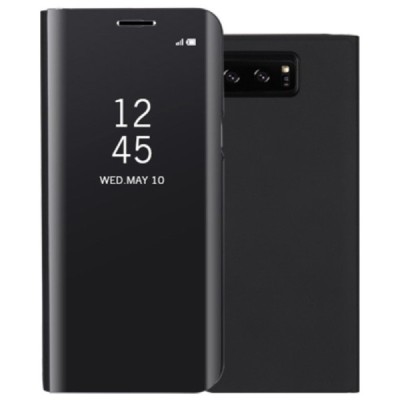 Samsung Galaxy Note 8 (N950F) plastmasas atvērams melns ādas maciņš | Vacins.lv
