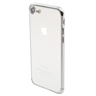 Apple iPhone 7 (iPhone 8, SE 2020) elegants „Sulada“ dzidrs (caurspīdīgs) silikona TPU apvalks (apmales sudrabā krāsā) | Vacins.