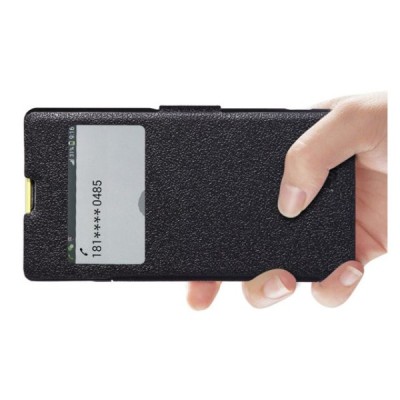 Sony Xperia Z1 Compact juodas odinis atverčiamas Nillkin Fresh dėklas / Priedai.lt