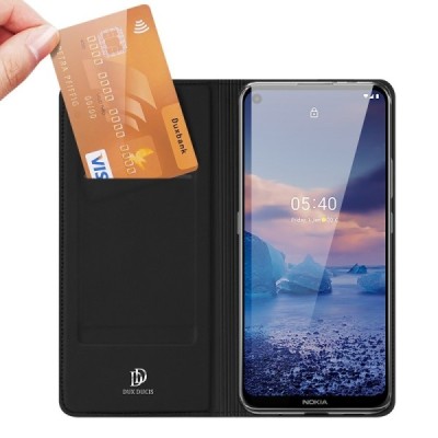 Nokia 5.4 (2020) „Dux Ducis“ Skin sērijas melns ādas atvērams maciņš | Vacins.lv