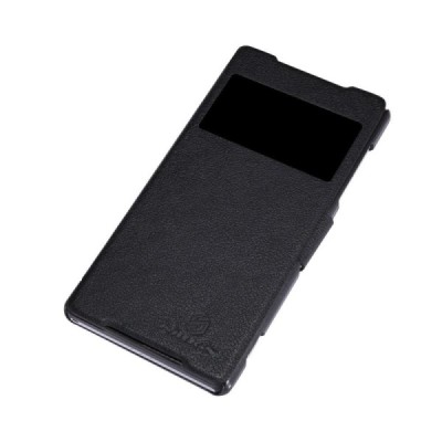 Sony Xperia Z2 juodas odinis atverčiamas Nillkin Fresh dėklas / Priedai.lt