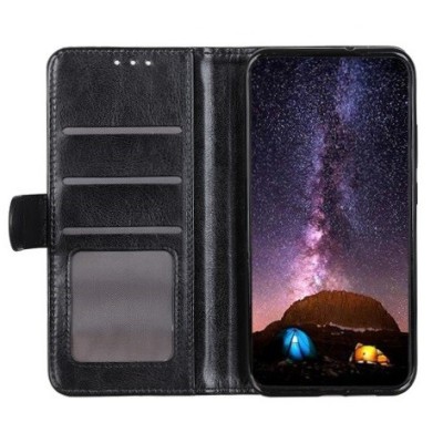 Samsung Galaxy M11 (M115F) atvēramais ādas melns maciņš (maks) | Vacins.lv