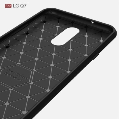 LG Q7 „Carbon“ cieta silikona (TPU) melns apvalks | vacins.lv