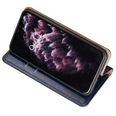 OnePlus Nord N10 5G Solīds melns ādas atvērams maciņš | Vacins.lv