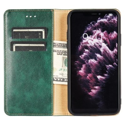 OnePlus Nord N10 5G Solīds zaļš ādas atvērams maciņš | Vacins.lv