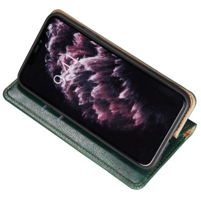 OnePlus Nord N10 5G Solīds zaļš ādas atvērams maciņš | Vacins.lv