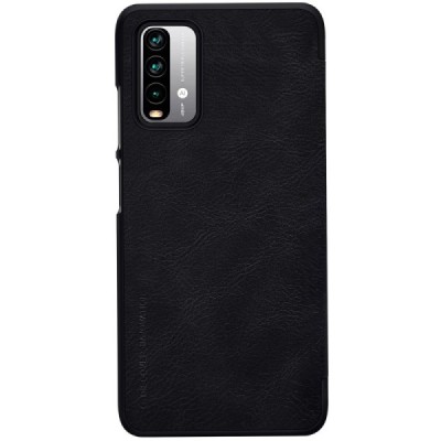 Greznais „Nillkin“ Qin sērijas ādas atvērams melns Xiaomi Redmi 9T 5G maciņš | Vacins.lv