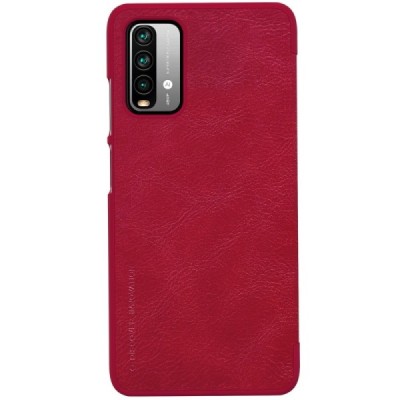 Greznais „Nillkin“ Qin sērijas ādas atvērams sarkans Xiaomi Redmi 9T 5G maciņš | Vacins.lv