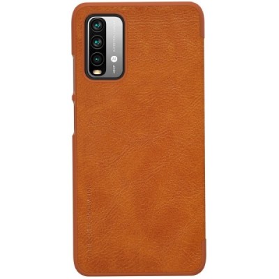 Greznais „Nillkin“ Qin sērijas ādas atvērams brūns Xiaomi Redmi 9T 5G maciņš | Vacins.lv