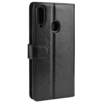 Samsung Galaxy A20s (A207F) atvēramais ādas melns maciņš (maks) / Vacins.lv