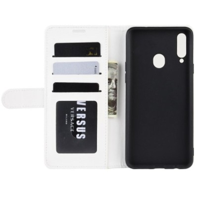 Samsung Galaxy A20s (A207F) atvēramais ādas balts maciņš (maks) | Vacins.lv