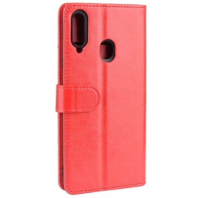 Samsung Galaxy A20s (A207F) atvēramais ādas sarkans maciņš (maks) | Vacins.lv