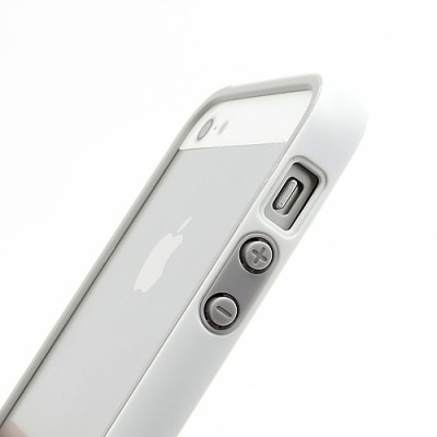 Baltos, juodos ir pilkos spalvų „Walnutt“ Trio kieto silikono (TPU) Apple iPhone SE (5, 5s) dėklas (rėmelis) - kraštų apvadas, b