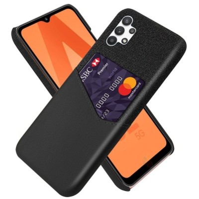 Samsung Galaxy A32 5G „KSQ“ Shell melns ādas apvalks ar iebūvētu karšu turētāju | Vacins.lv