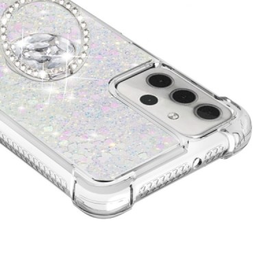 Samsung Galaxy A32 5G Shine Kickstand kieto silikono TPU skaidrus dėklas - nugarėlė | Priedai.lt