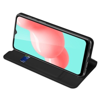 Samsung Galaxy A32 5G Dux Ducis Skin sērijas melns ādas atvērams maciņš | Vacins.lv