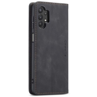 Samsung Galaxy A32 5G CaseMe Retro solīds atvēramais ādas melns maciņš - maks | Vacins.lv