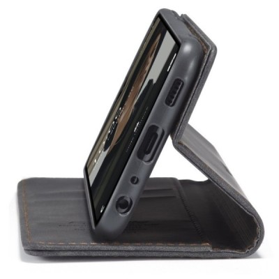 Samsung Galaxy A32 5G CaseMe Retro solīds atvēramais ādas melns maciņš - maks | Vacins.lv