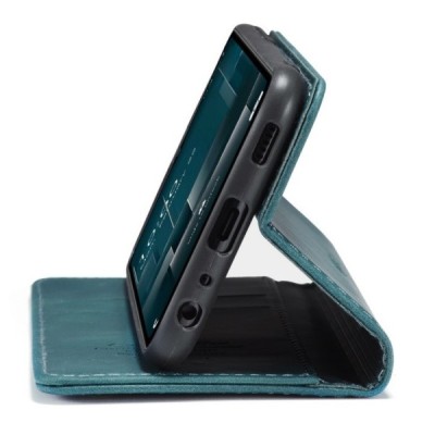 Samsung Galaxy A32 5G CaseMe Retro solīds atvēramais ādas zaļš maciņš - maks | Vacins.lv