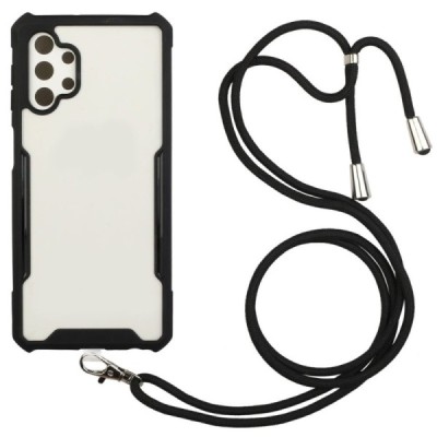 Samsung Galaxy A32 5G skaidrus juodos spalvos apvadais kieto silikono (TPU) dėklas | Priedai.lt