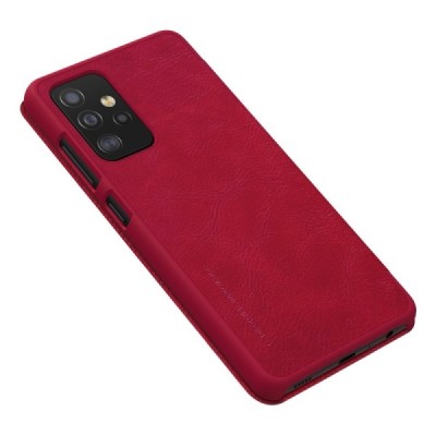 Greznais „Nillkin“ Qin sērijas ādas atvērams sarkans Samsung Galaxy A52 5G (A526B) | Vacins.lv