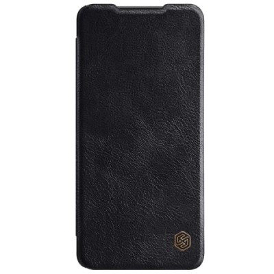 Prabangus „Nillkin“ Qin serijos juodas odinis atverčiamas Samsung Galaxy A72 (A726B) dėklas | Priedai.lt
