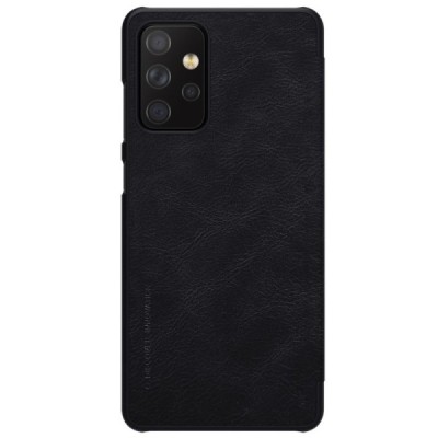 Prabangus „Nillkin“ Qin serijos juodas odinis atverčiamas Samsung Galaxy A72 (A726B) dėklas | Priedai.lt
