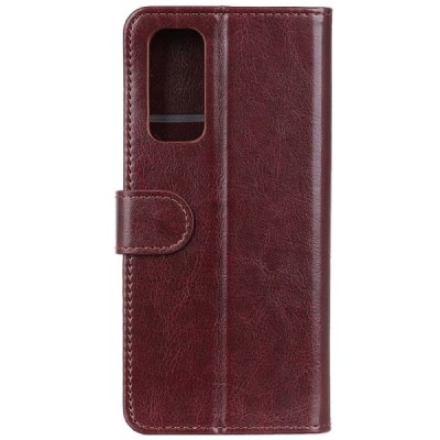 Samsung Galaxy A52 5G (A526B, A525F) atverčiamas rudas odinis dėklas - piniginė | Priedai.lt