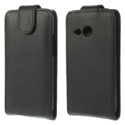 HTC One Mini 2 odinis vertikaliai (žemyn, į apačią) atverčiamas juodas odinis dėklas / Priedai.lt