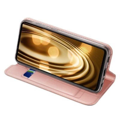 Dux Ducis Skin serijos Samsung Galaxy A72 5G (A726B, A725F) rožinis odinis atverčiamas dėklas | Priedai.lt