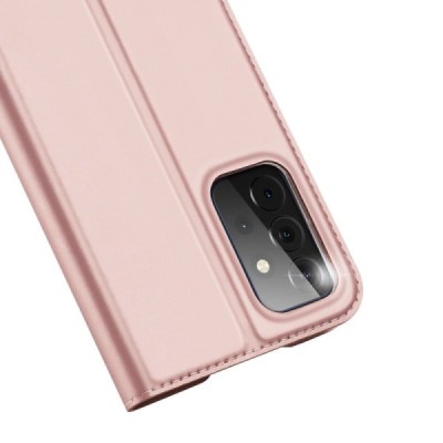 Dux Ducis Skin serijos Samsung Galaxy A72 5G (A726B, A725F) rožinis odinis atverčiamas dėklas | Priedai.lt