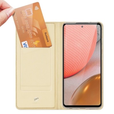 Samsung Galaxy A72 5G (A726B, A725F) Dux Ducis Skin sērijas zelta ādas atvērams maciņš | Vacins.lv