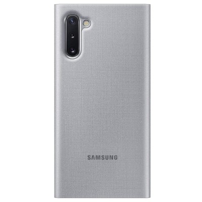 Samsung Galaxy Note 10 (N970F) originalus Led View Cover atverčiamas sidabrinis odinis dėklas - piniginė | Priedai.lt