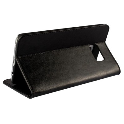 Samsung Galaxy S6 Edge+ (G928) „Faux Leather“ atverčiamas juodas odinis dėklas - knygutė | Priedai.lt