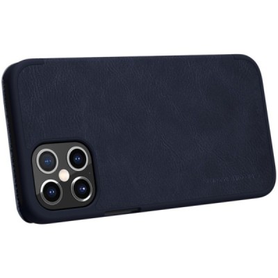 Greznais „Nillkin“ Qin sērijas ādas atvērams tumši zils Apple iPhone 12 Pro Max maciņš | Vacins.lv