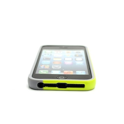 Baltos, žalios ir pilkos spalvų „Walnutt“ Trio kieto silikono (TPU) Apple iPhone SE (5, 5s) dėklas (rėmelis) - kraštų apvadas, b