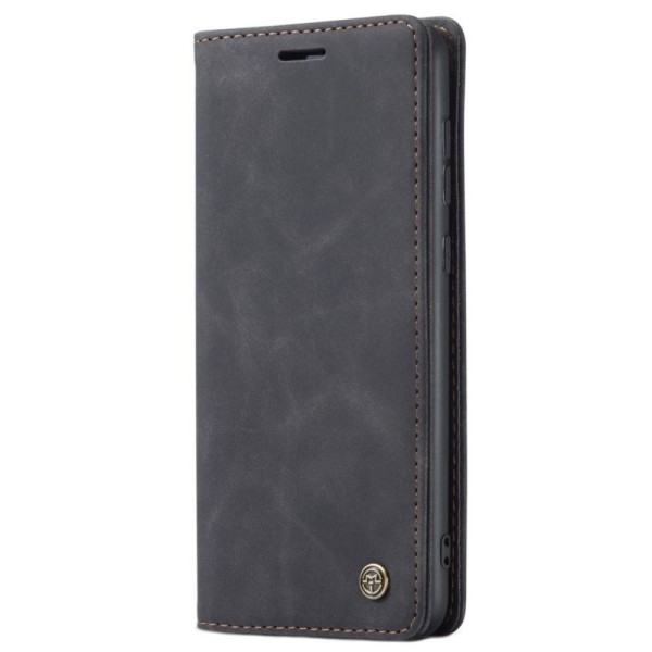 „CaseMe“ Retro solīds atvēramais ādas maciņš - melns (Galaxy A52 / A52s)